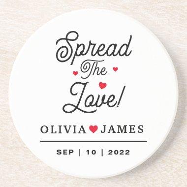Custom Spread The Love and Save The Date Coaster