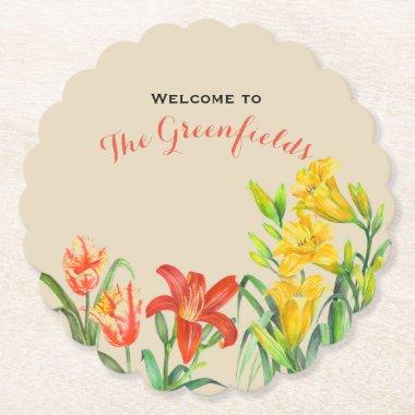 Custom Spring Flowers Floral Art Paper Coaster