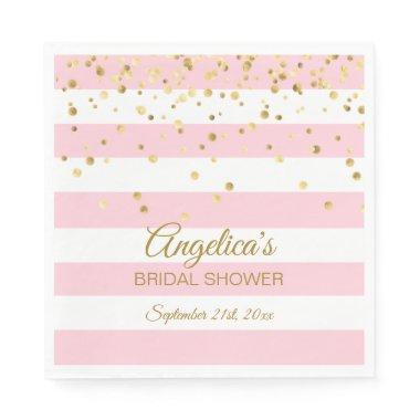 Custom Stripes Blush Pink Rose Gold Bridal Shower Napkins