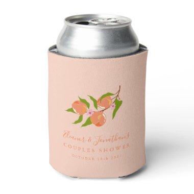 Custom Summer Peach Fruit Boho Couples Shower Can Cooler