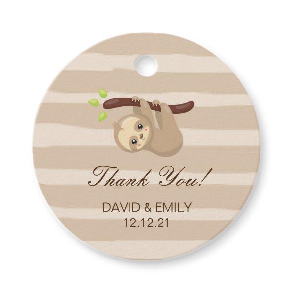 Custom Tags, Baby Shower Favors, Sloth Favor Tags