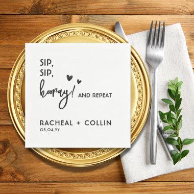 Custom Text Based Black and White Simple Wedding Napkins