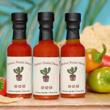 Custom Text Bridal Shower Personalized Cactus Hot Sauces