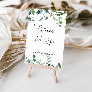 Custom Text Calligraphy Script Green Foliage Sign