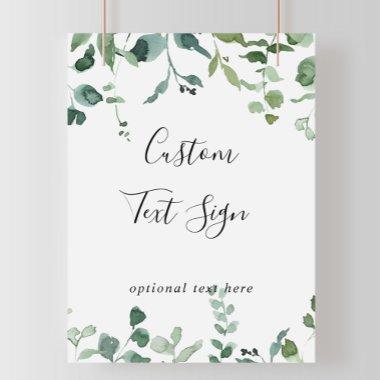 Custom Text Calligraphy Script Green Foliage Sign