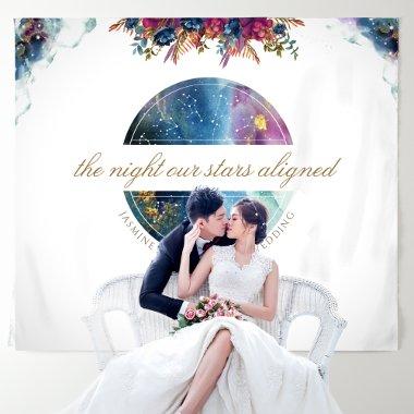 Custom Text, Floral Celestial Photo Backdrop