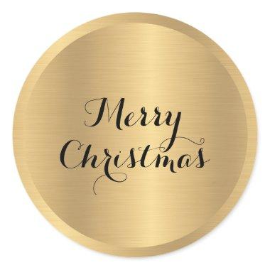 Custom Text Glamour Faux Gold Merry Christmas Classic Round Sticker