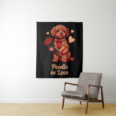Custom Text Name Poodle with a Rose Tapestry