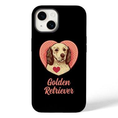 Custom Text Name Romantic Golden Retriever Dog Case-Mate iPhone 14 Case