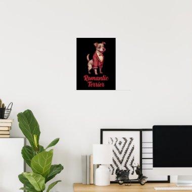 Custom Text Name Romantic Terrier Dog in a Suit Poster