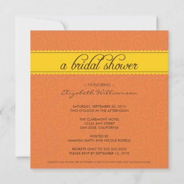 custom Timeless Bridal Shower (orange/yellow) Invitations