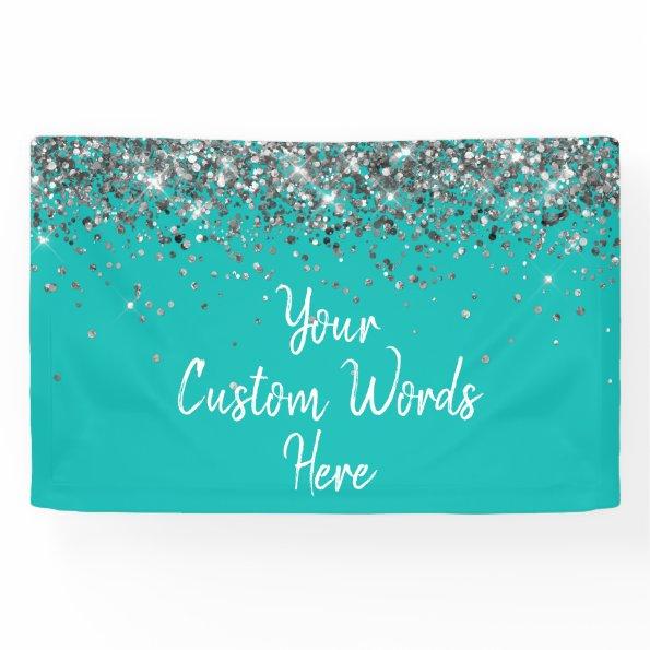Custom Turquoise Blue Birthday Party Photo Booth Banner