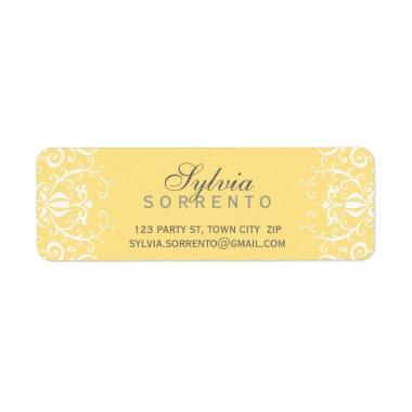 CUSTOM vintage elegant filigree damask pale yellow Label