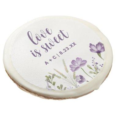Custom Wedding Cookies Purple Floral Garden
