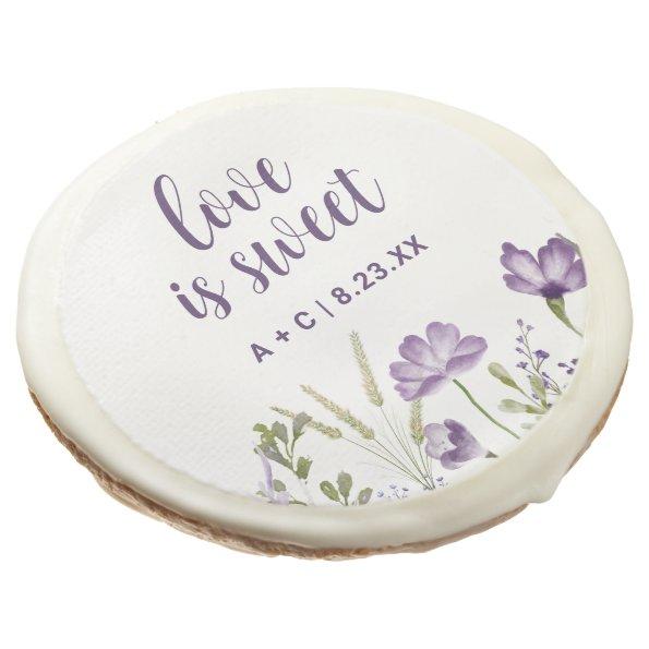 Custom Wedding Cookies Purple Floral Garden