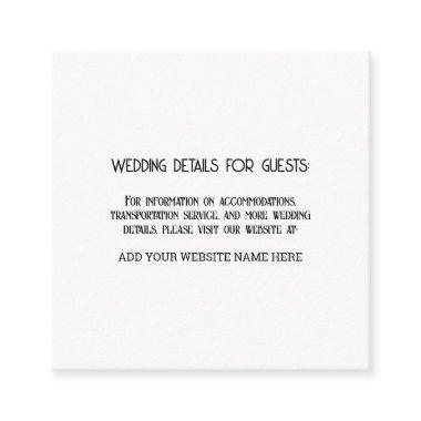 Custom Wedding Information Guests Black White Enclosure
