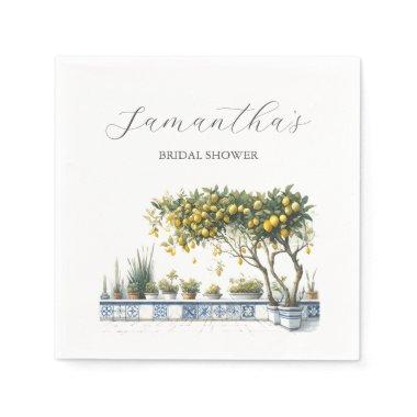 Custom Wedding Napkins Amalfi Tile and Lemons