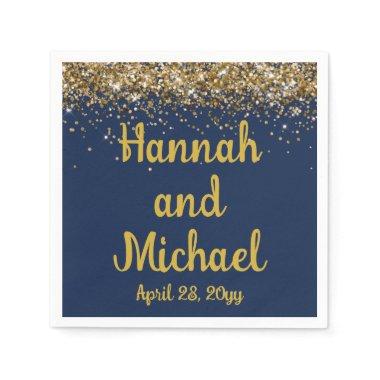 Custom Wedding Reception Navy & Gold Personalized Napkins