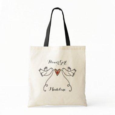 Custom White Doves Wedding Bridal Shower Hen Do Tote Bag