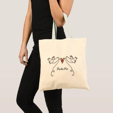 Custom White Doves Wedding Bridal Shower Hen Do Tote Bag