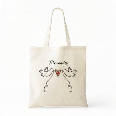 Custom White Doves Wedding Bridal Shower Hen Do Tote Bag