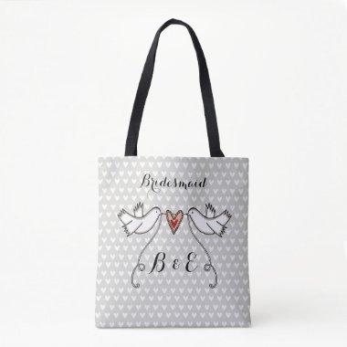 Custom White Doves Wedding Bridal Shower Hen Do Tote Bag