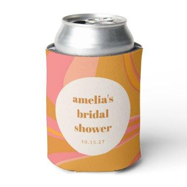 Custom Yellow Orange Pink Marble Bridal Shower Can Cooler