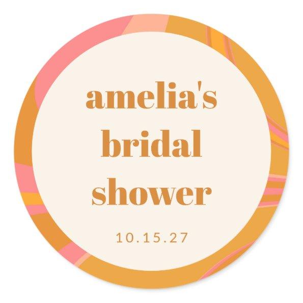 Custom Yellow Orange Pink Marble  Classic Round Sticker