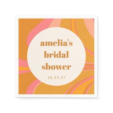 Custom Yellow Orange Pink Marble Bridal Shower Napkins