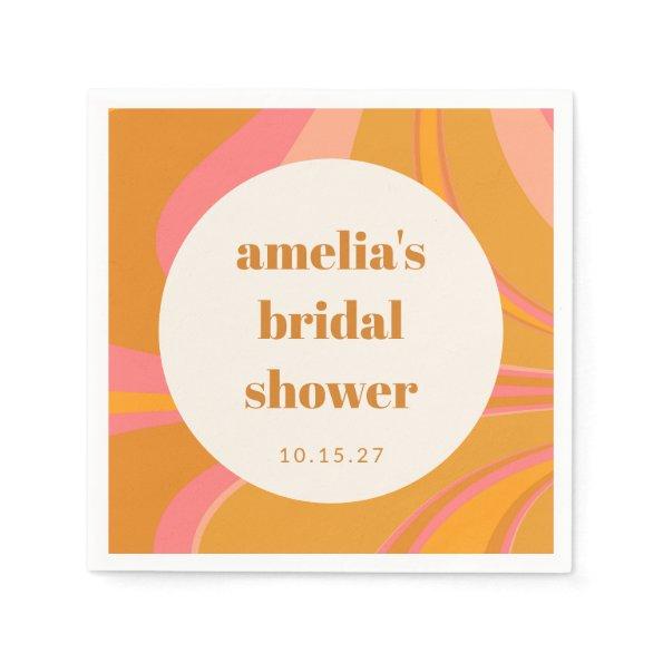 Custom Yellow Orange Pink Marble Bridal Shower Napkins