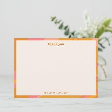 Custom Yellow Orange Pink Marble Bridal Shower Thank You Invitations