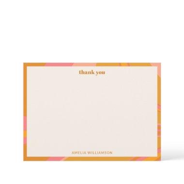 Custom Yellow Orange Pink Marble Bridal Shower Thank You Invitations