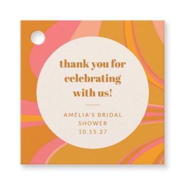 Custom Yellow Pink Marble Bridal Shower Thank You Favor Tags