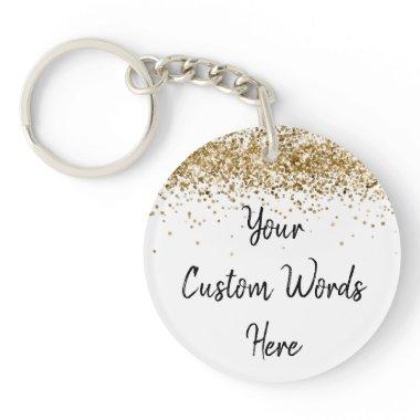 Custom Your Text Here Gold Personalized Your Words Keychain