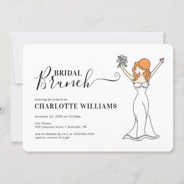 Customizable Avatar Bridal Brunch | Long Hair Invitations