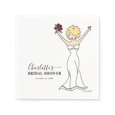 Customizable Avatar Bridal Shower | Curly Hair Napkins