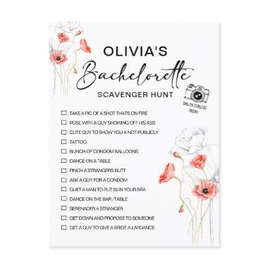 Customizable Bachelorette Scavenger Painted Flower Holiday PostInvitations