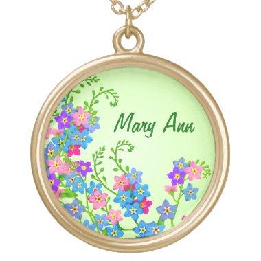 Customizable Forget Me Nots Floral Necklace