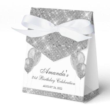 Customizable Glam Silver and White Favor Boxes