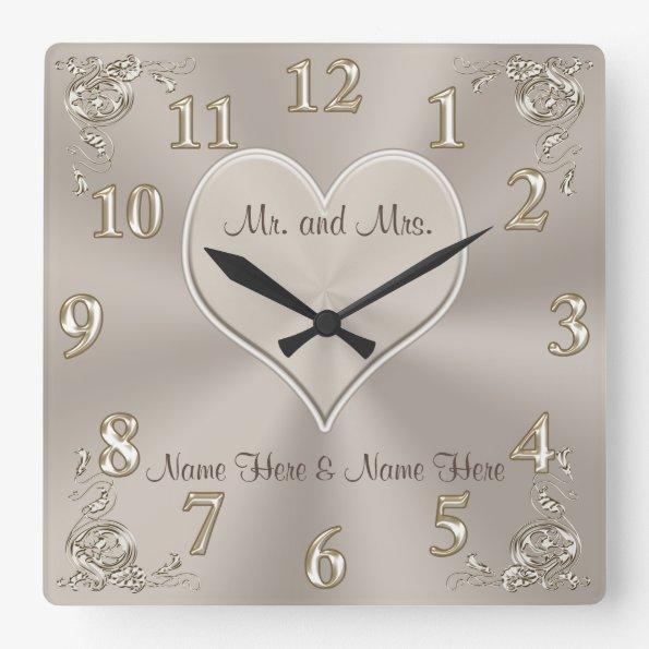 Customizable Mr. and Mrs. Gifts Champagne Clock