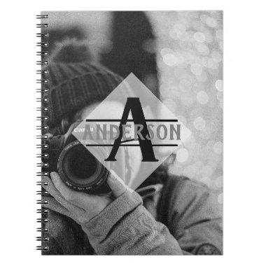 Customizable PHOTO Monogram Gifts Modern Notebook