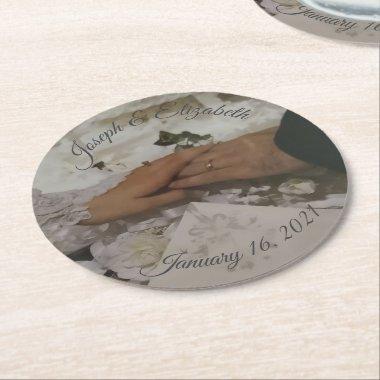 Customizable Photo Wedding Favors Round Paper Coaster