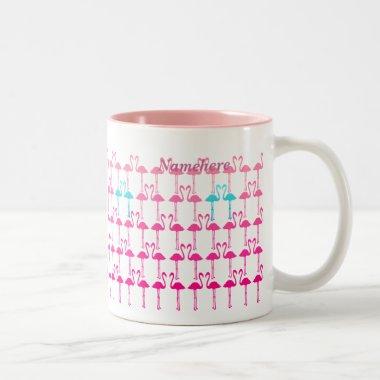 Customizable: Pink flamingo Two-Tone Coffee Mug