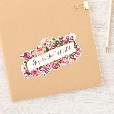 Customizable Vintage Girly Floral Joy To The World Sticker