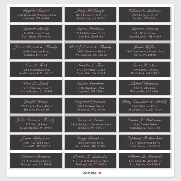 Customizable wedding guest address labels sticker