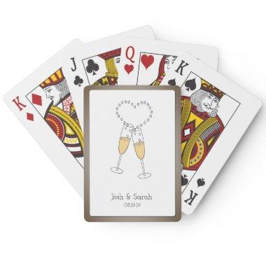 Customize Bronze Frame Champagne Toast Playing Car Poker