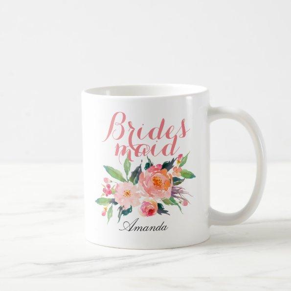 Customize Floral Bridesmaid Coffee Mug