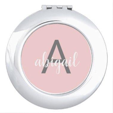 Customized Modern Monogram Name Blush Pink Girly Compact Mirror