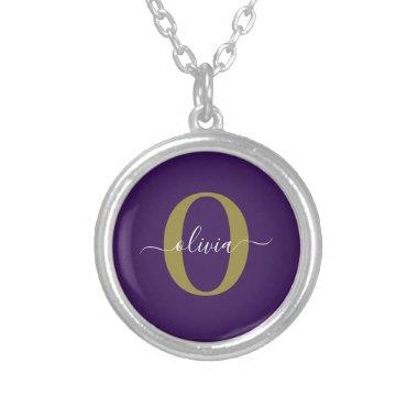 Customized Monogram Script Name Purple White Gold Silver Plated Necklace