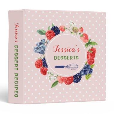 Customized Pink Kitchen Bakery Dessert Recipe Book 3 Ring Binder